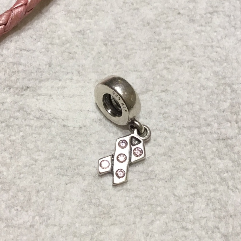 Pandora Pink Rhinestone Ribbon Charm